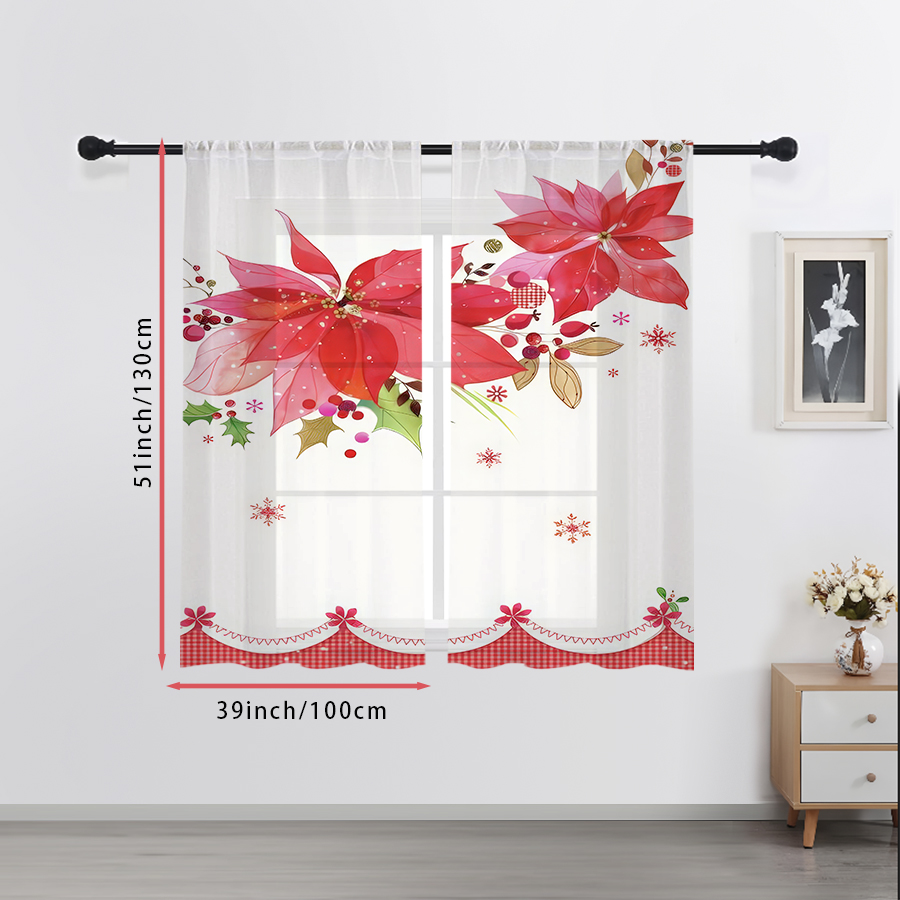 2PCS Christmas Sheer Curtains, - Curtain Rods review and price