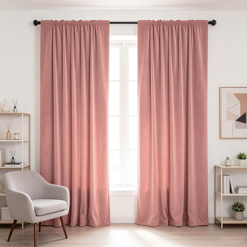 2pcs Solid Velvet Rod Pocket C - Curtain Rods review and price