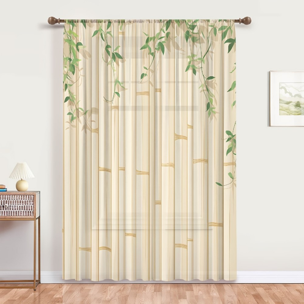 1PC Sheer Curtain Bamboo Green - Curtain Rods review and price