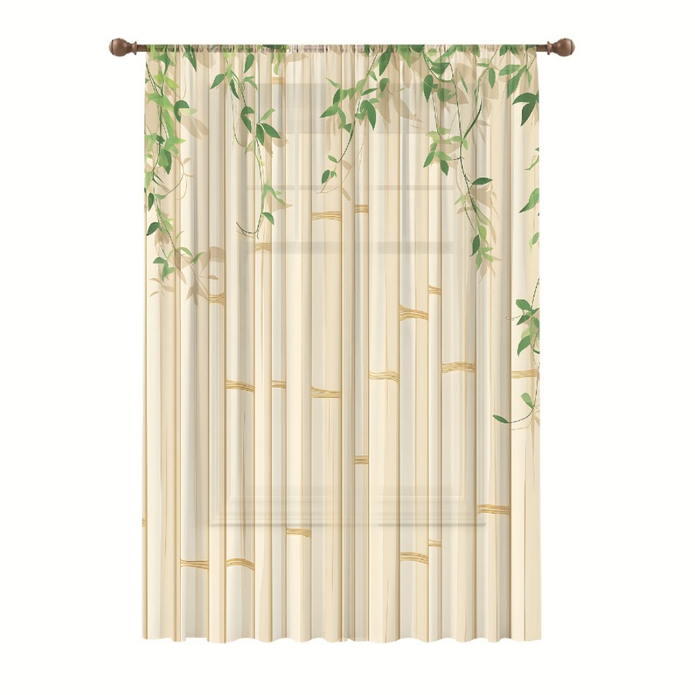 1PC Sheer Curtain Bamboo Green - Curtain Rods review and price