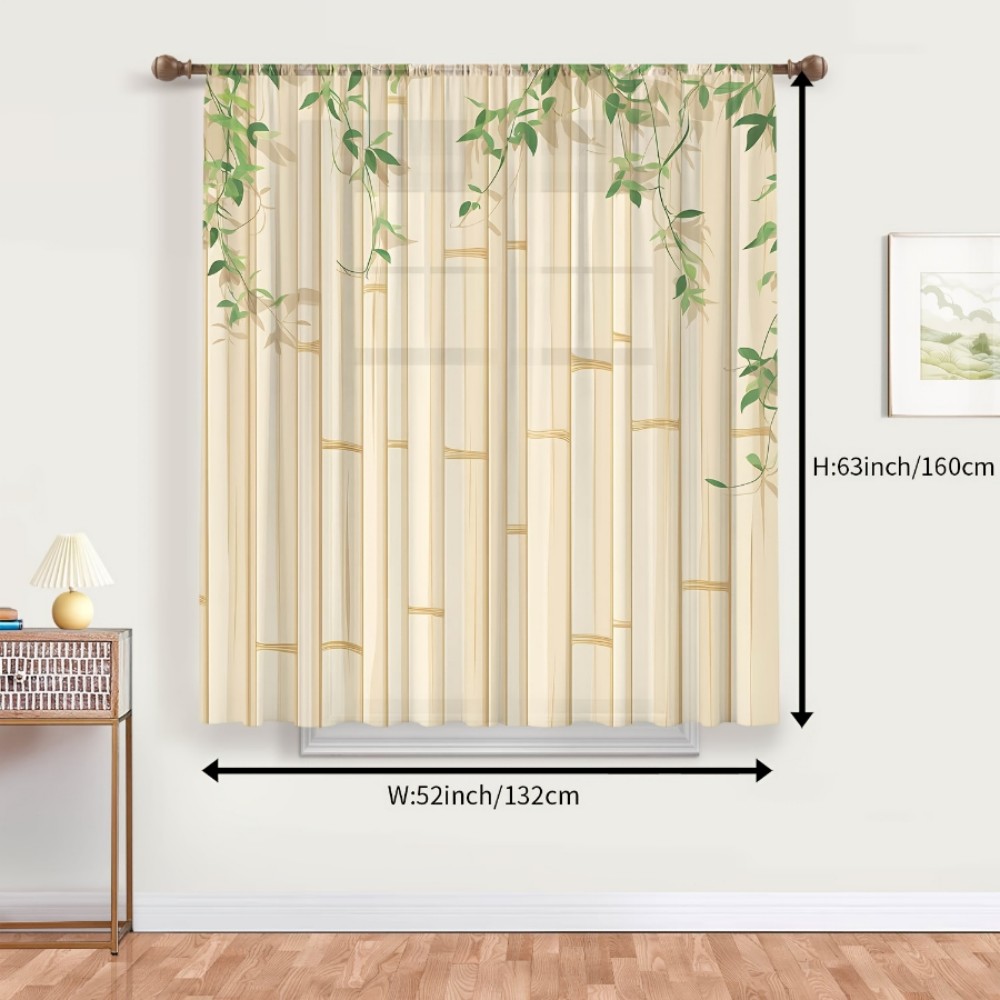 1PC Sheer Curtain Bamboo Green - Curtain Rods review and price