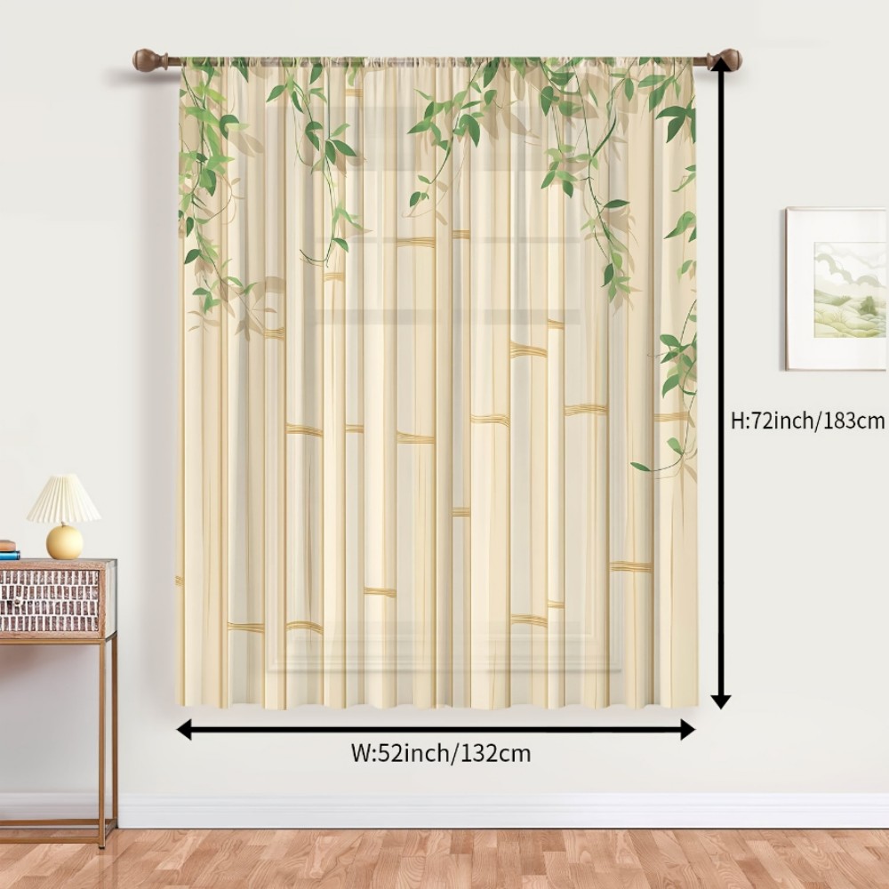 1PC Sheer Curtain Bamboo Green - Curtain Rods review and price