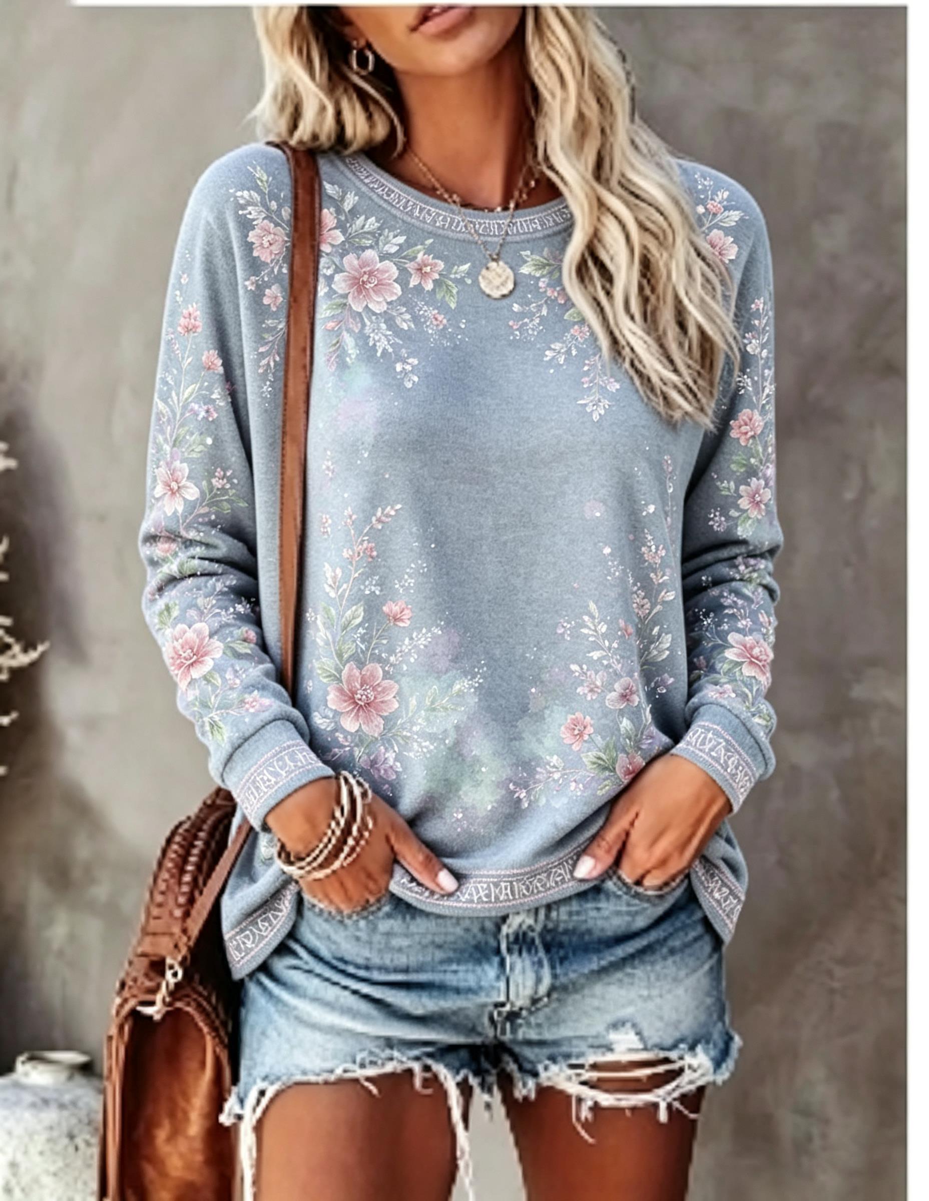 Women Crew Neck Long Sleeve T‑ - Wallpaper review and price