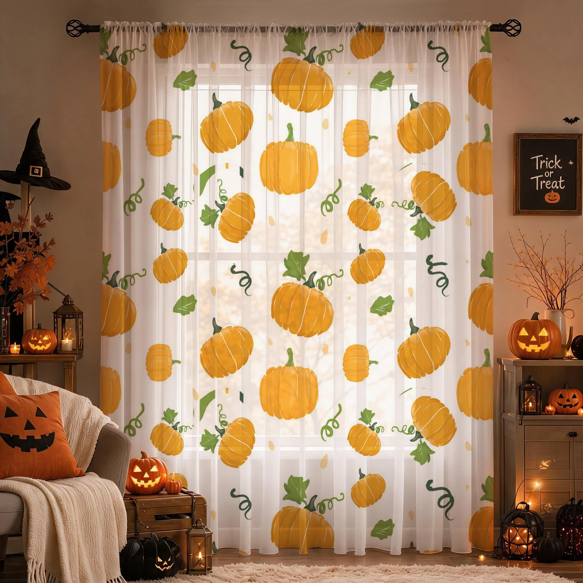 Halloween Sheer Curtain Rod Po - Curtain Rods review and price